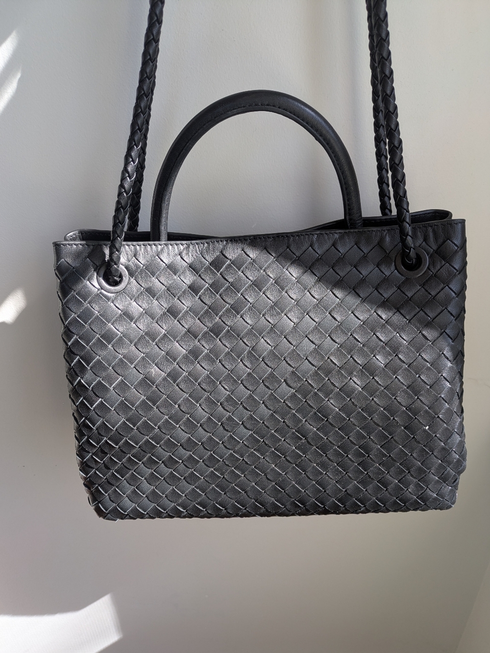 Quince Italian Leather Handwoven Satchel - Picture 4 of 7